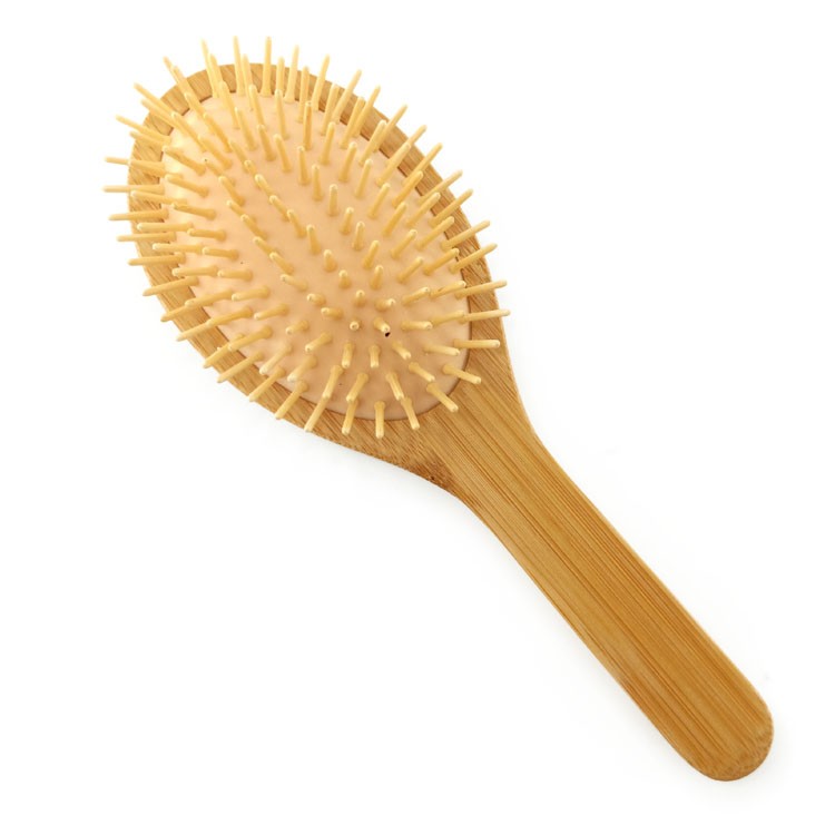 ECO Friendly Natural Bamboo Hair Care Brush With Bamboo Pins And Soft Cushion Straightening Hair Brush 