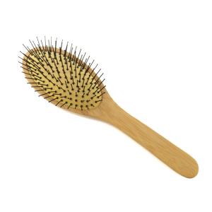 100% Natural Bamboo Hair Brush With Steel Bristles for All Hair Types Detangling Comb Hair Brush