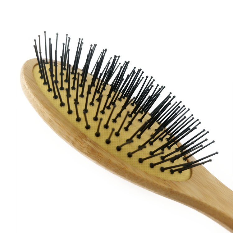 100% Natural Bamboo Hair Brush With Steel Bristles for All Hair Types Detangling Comb Hair Brush