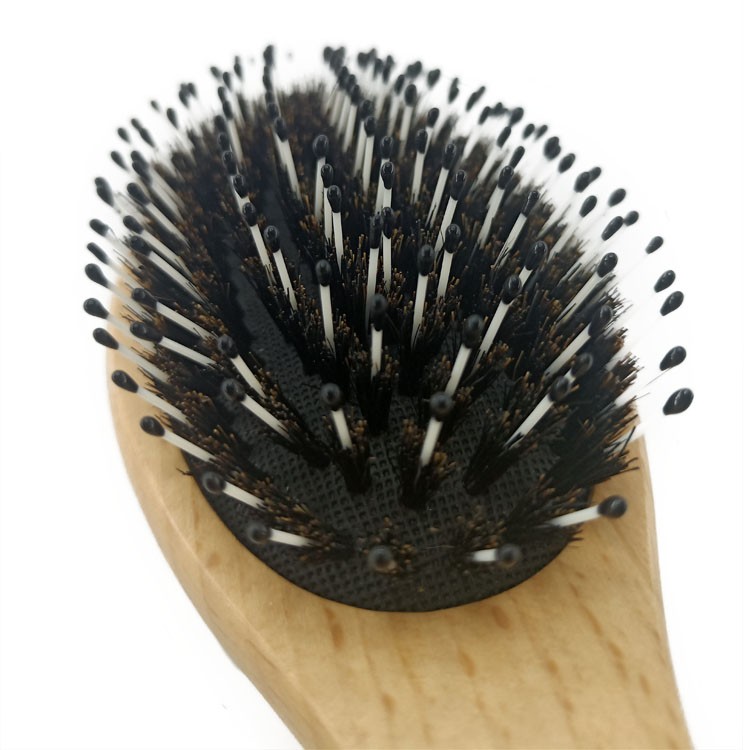 Custom Logo Hair Brush Natural Wooden Detangling Brush For Hair Boar Hair Brushes 