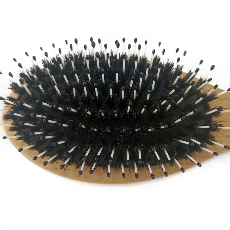 Custom Logo Hair Brush Natural Wooden Detangling Brush For Hair Boar Hair Brushes 