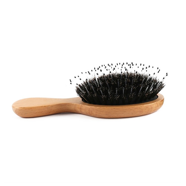 Custom Beech Wooden Hair Detangling Comb Brush wooden Boar Bristles Hair Brush 