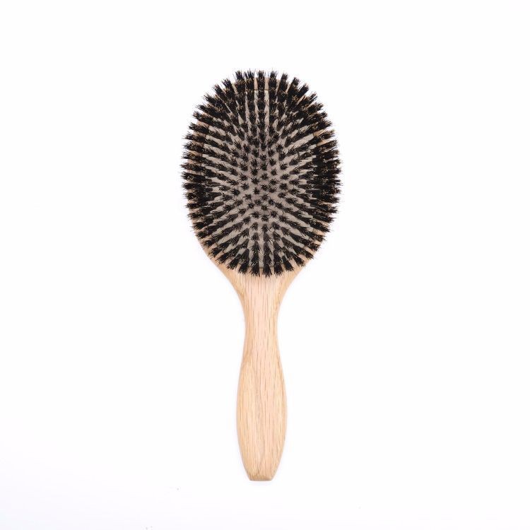 Wooden Handle Hairdressing Brush With Boar Bristles And Nylon Straightening Hair Brush 