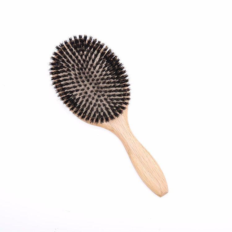 Wooden Handle Hairdressing Brush With Boar Bristles And Nylon Straightening Hair Brush 