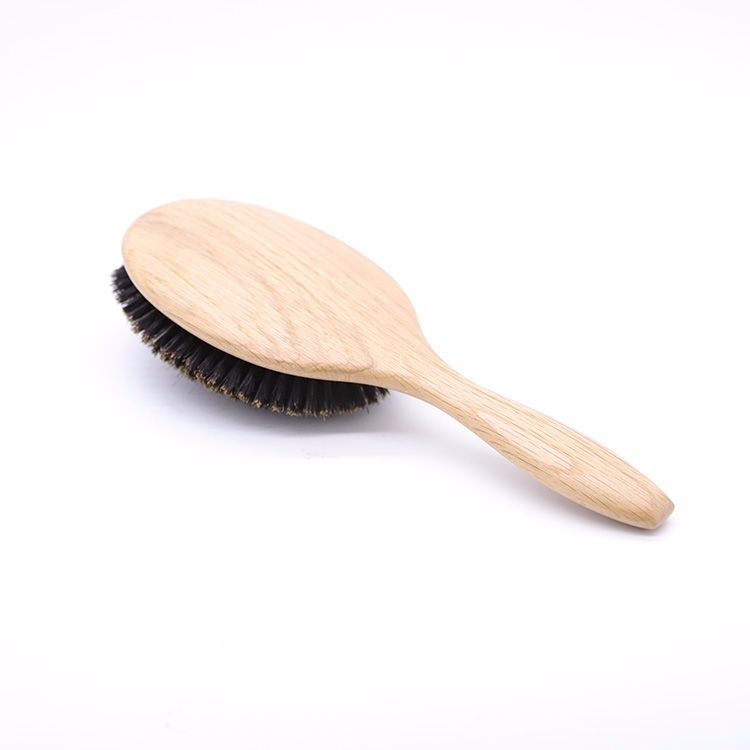 Wooden Handle Hairdressing Brush With Boar Bristles And Nylon Straightening Hair Brush 