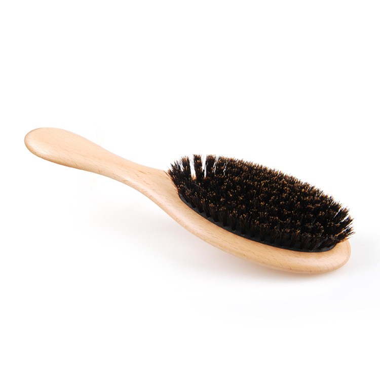 Detangling Hair Brush Wooden Anti-Static Paddle Brush Natural Boar Bristle Hair Brush