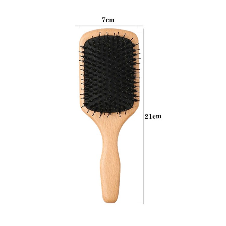 Custom Logo Boar Bristle Detangling Brush Wooden Curly Hair Brush 