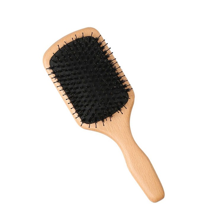 Boar Bristle Detangling Brush Wooden Curly Hair Brush 