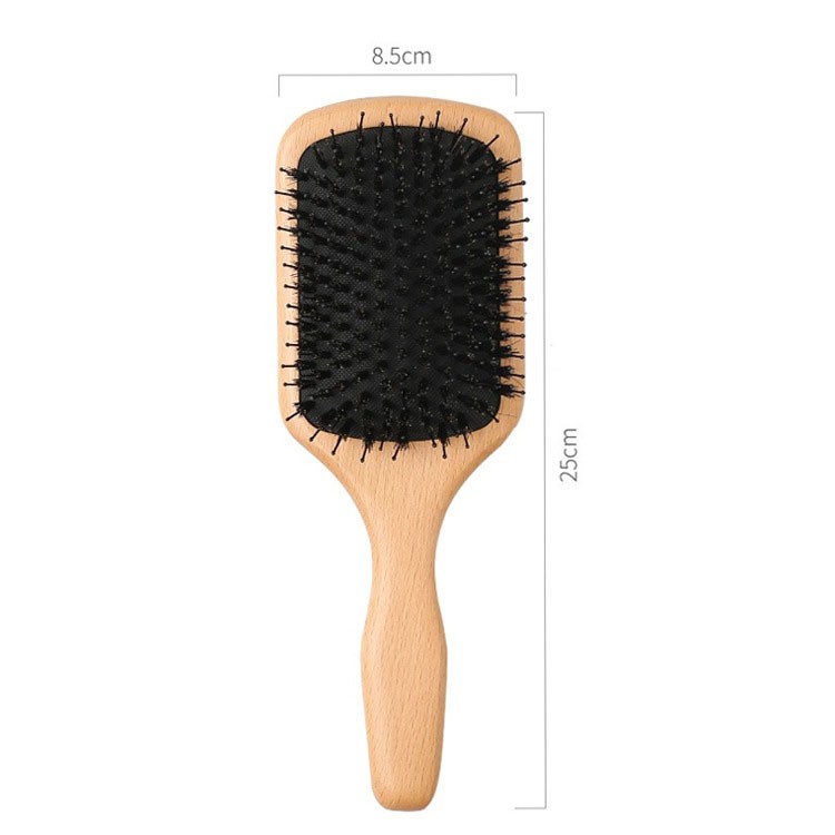 Boar Bristle Detangling Brush Wooden Curly Hair Brush 