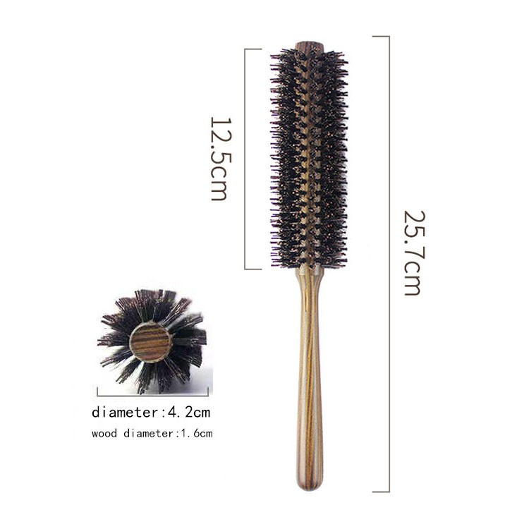 Personalized Barber Wooden Rolling Hair Brush Hair Dressing Brush With Boar Bristles