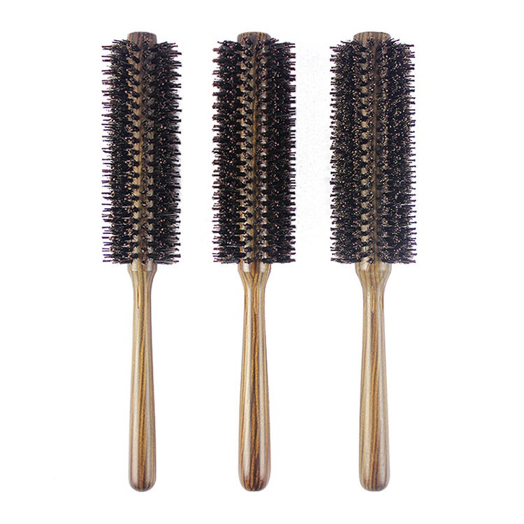 Personalized Barber Wooden Rolling Hair Brush Hair Dressing Brush With Boar Bristles