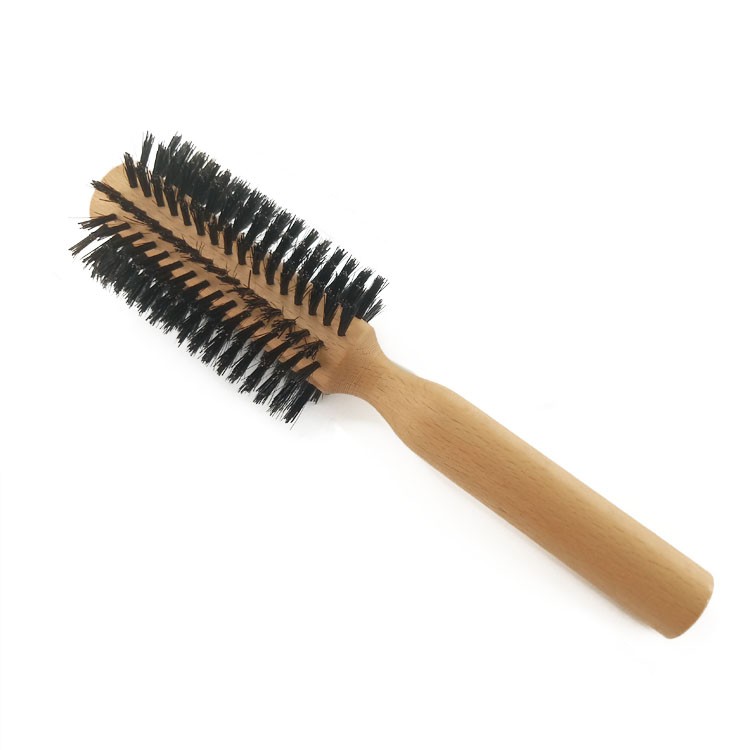 Rolling Hair Brush Natural Wooden Wet Curly Detangling Boar Hair Brush Comb For Salon Hairdressing Tools 