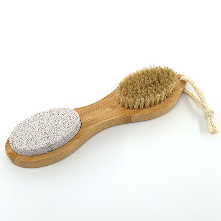 Four In One Natural Bamboo Foot Brush Pumice Stone  Massage Exfoliating Scrub Brush   