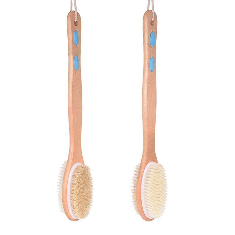 Bath And Body Product Manufacturer Long Handle With Boar Bristles Double Side Body Exfoliating Brush 