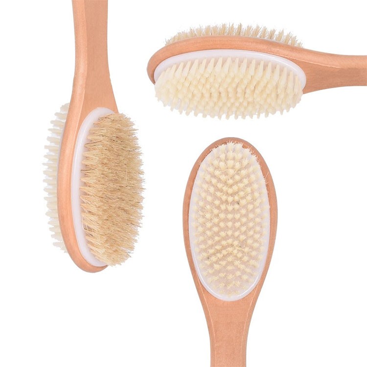 Bath And Body Product Manufacturer Long Handle With Boar Bristles Double Side Body Exfoliating Brush 