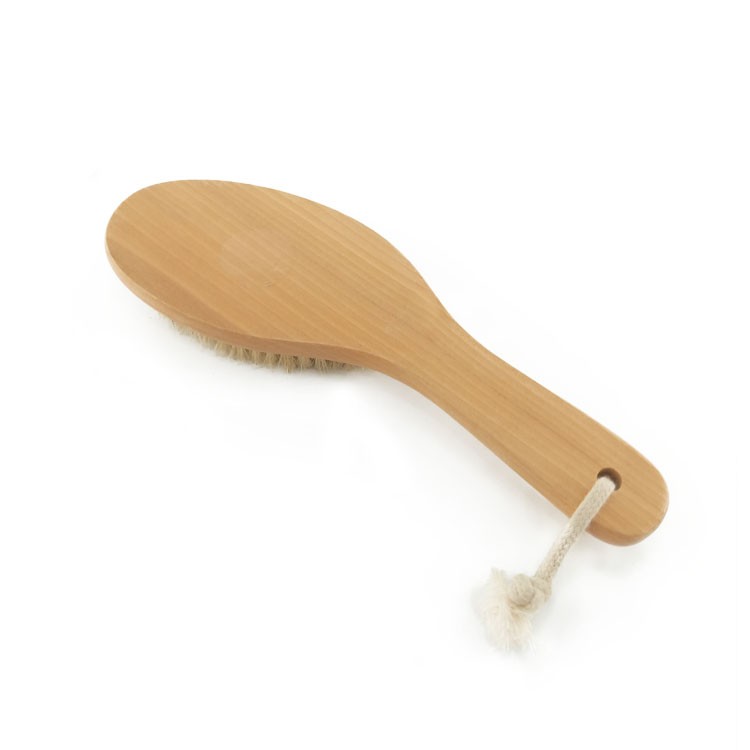 Natural wood handle boar bristles dry body brush bath brush for exfoliating 