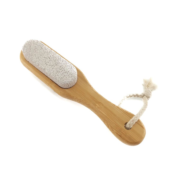 Exfoliating Foot Brush & Pumice Stone Combo with wooden handle - Exfoliator Pedicures Calluses Remover