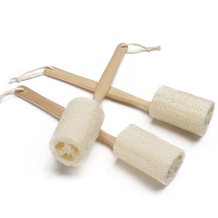 Natural Exfoliating Loofah luffa loofa Bath Brush On a Stick - With Long Wooden Handle Back Brush