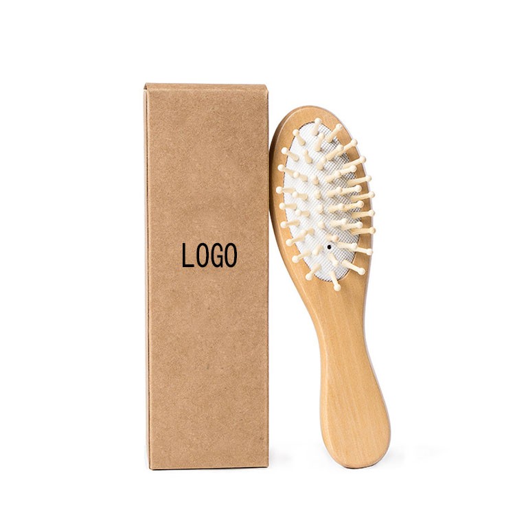 Custom Logo Wooden Hair Detangling Paddle Brush With Wood Pins Hair Brush Combs  