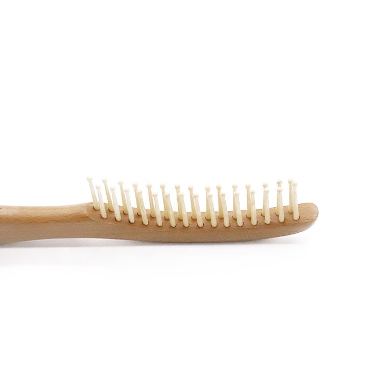 Custom Logo Hair Brush Wooden Brush With Two Row Nylon Pin Detangling Comb Paddle Brush