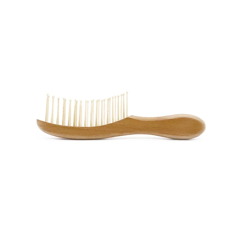 Custom Logo Hair Brush Wooden Brush With Two Row Nylon Pin Detangling Comb Paddle Brush