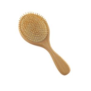 Professional Anti-static Comb Hair Brush Custom Logo Wooden Paddle Hair Brush With Bamboo Pins - 副本