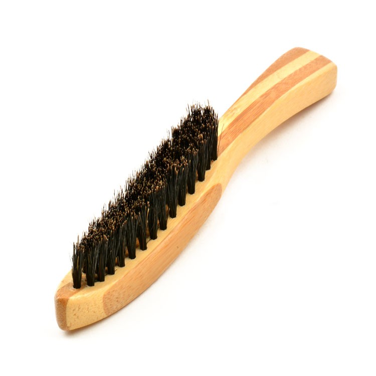 Custom Logo Natural Bamboo Wood Long Handle Beard Brush with Boar Bristles 